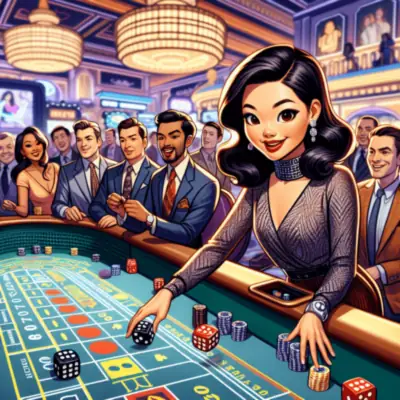 Craps casino game dice on table