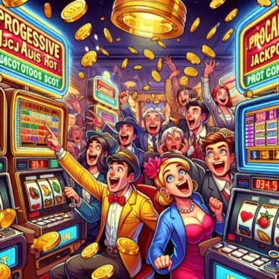Progressive Jackpot-Slots jackpot screen with coins raining